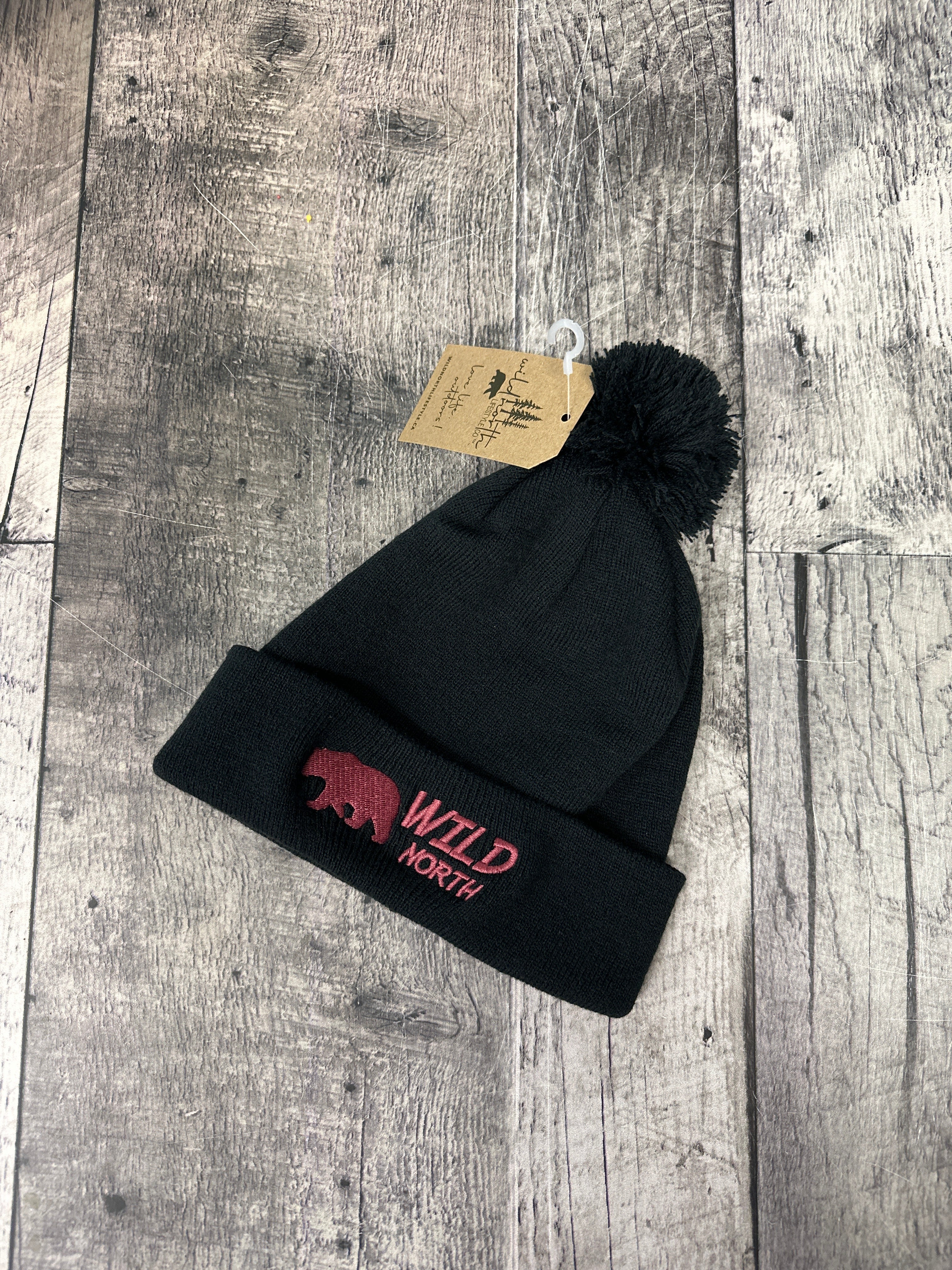 Wild North Embroidered Pom Pom Toque