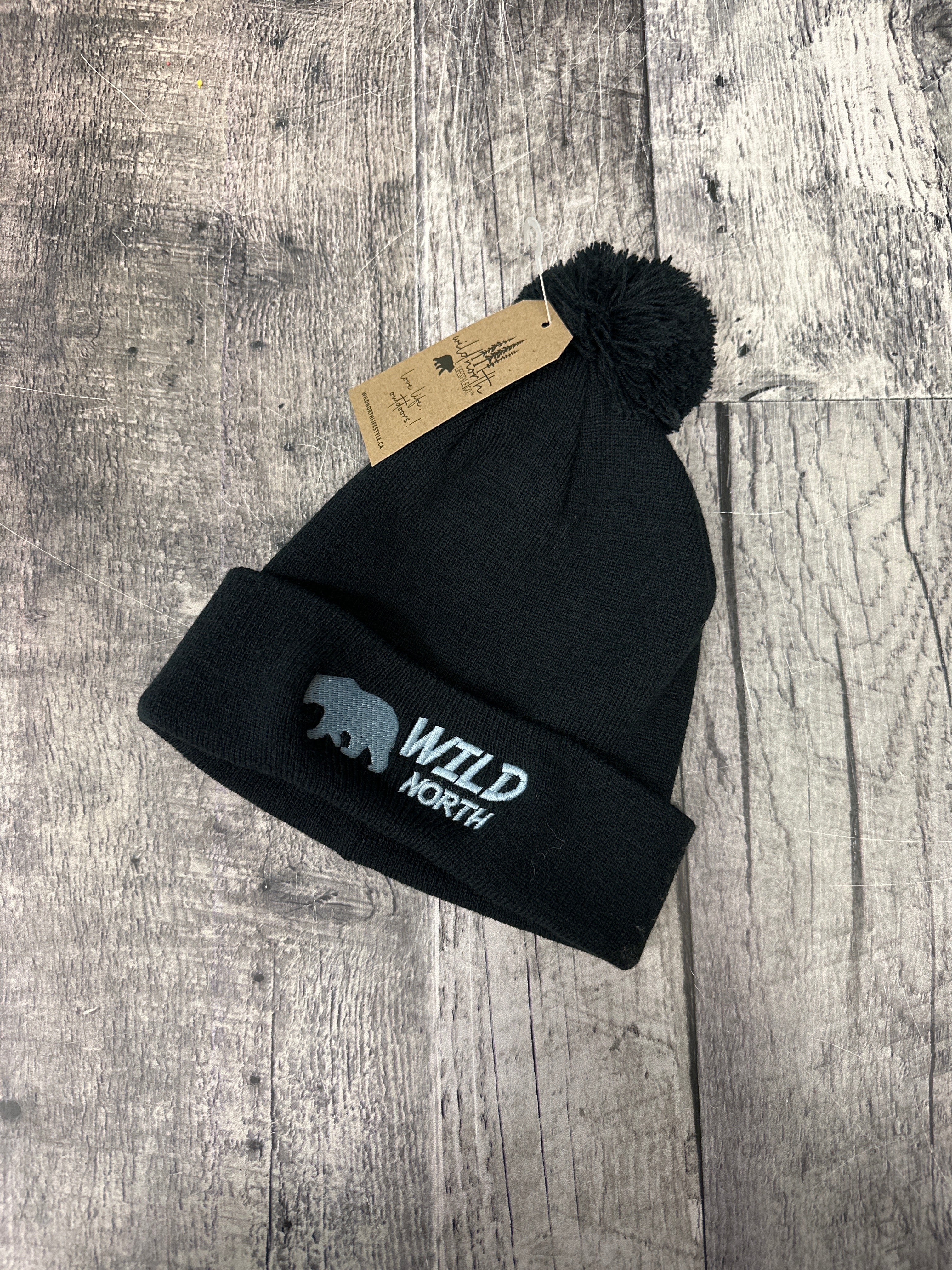 Wild North Embroidered Pom Pom Toque