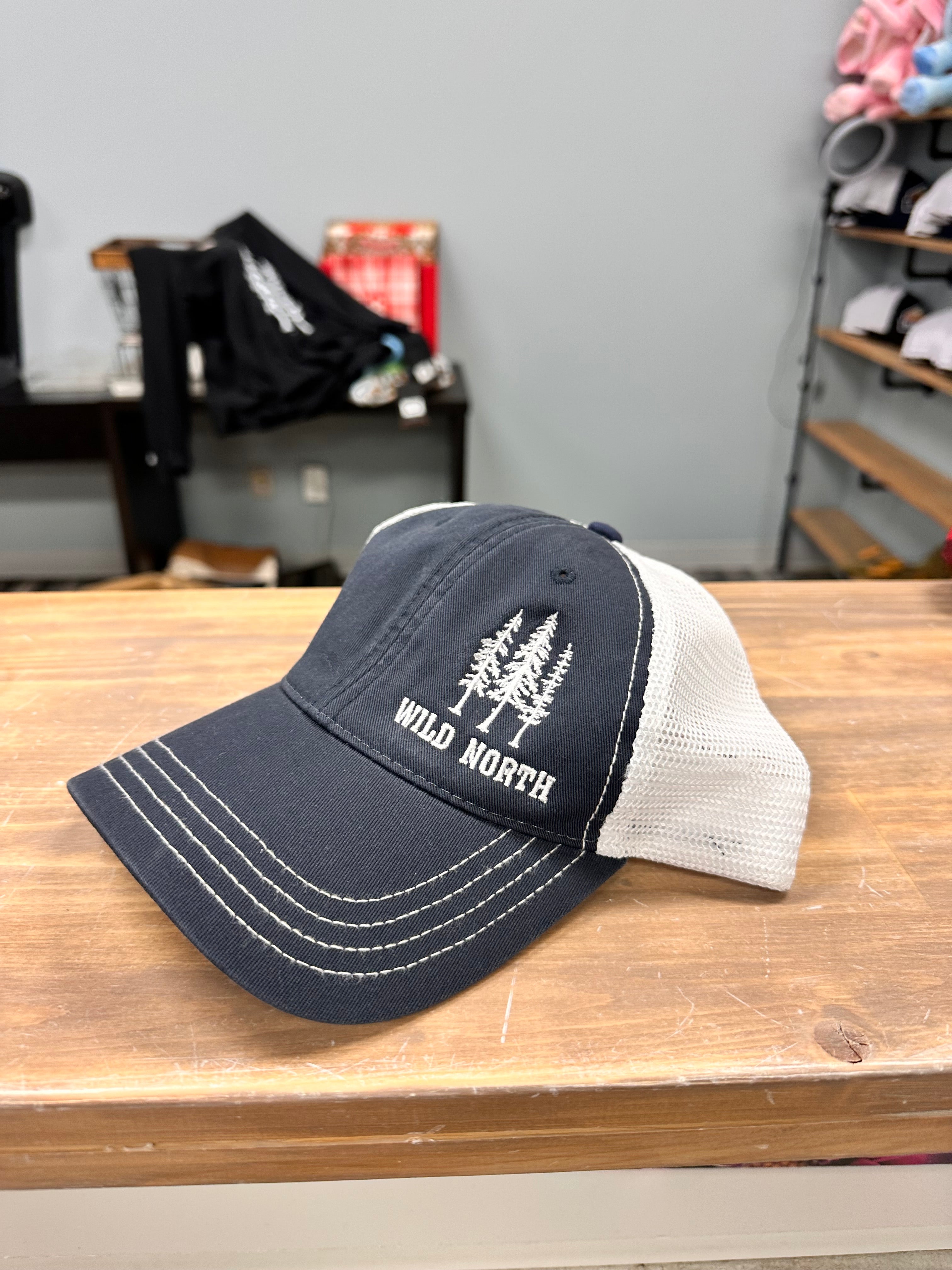 Wild North Embroidered Bold Garment-Washed Trucker Cap