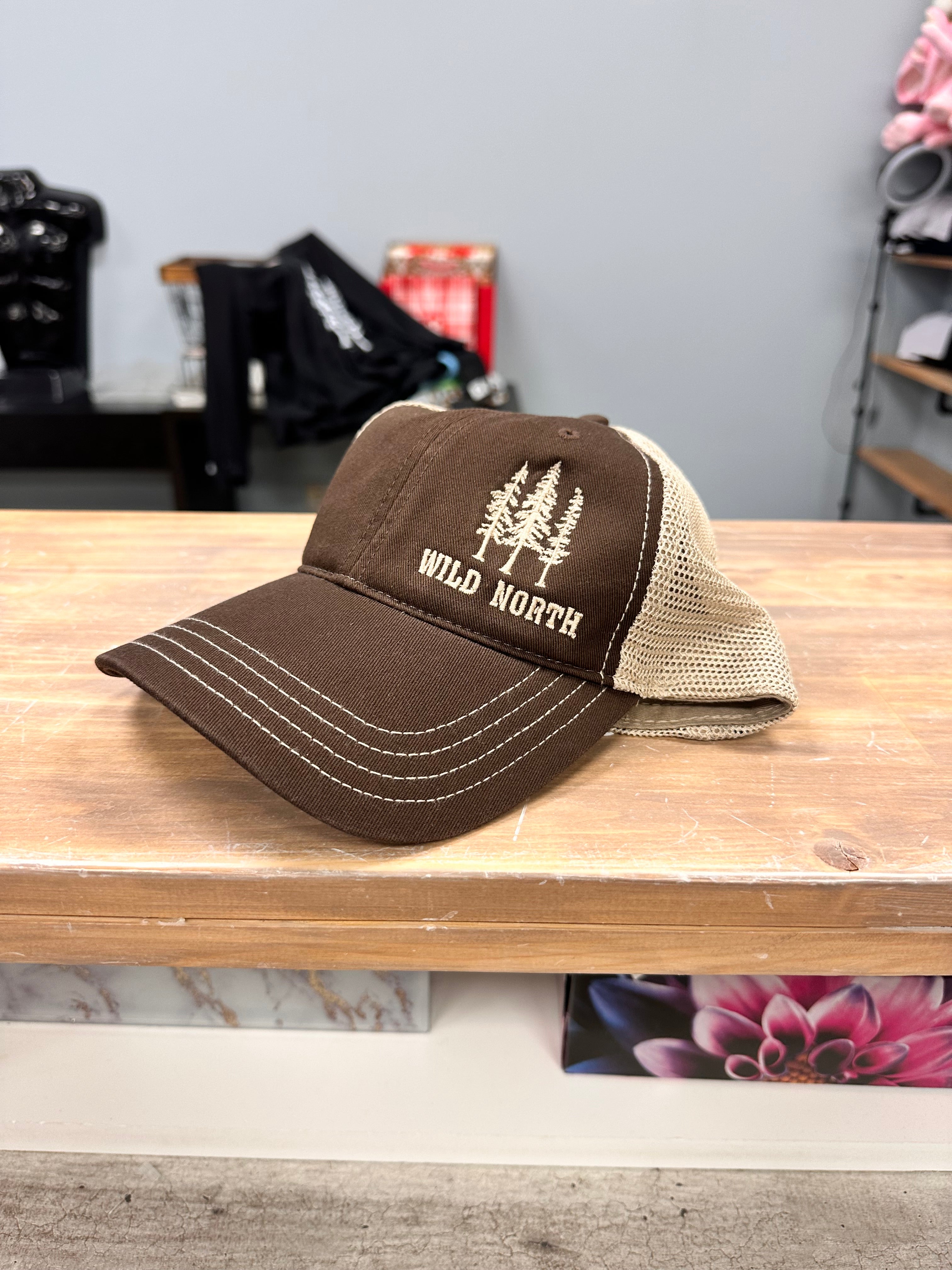 Wild North Embroidered Bold Garment-Washed Trucker Cap