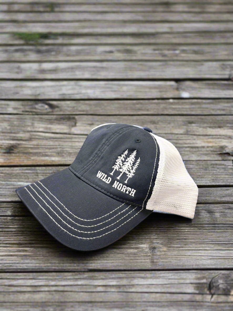 Wild North Embroidered Bold Garment-Washed Trucker Cap