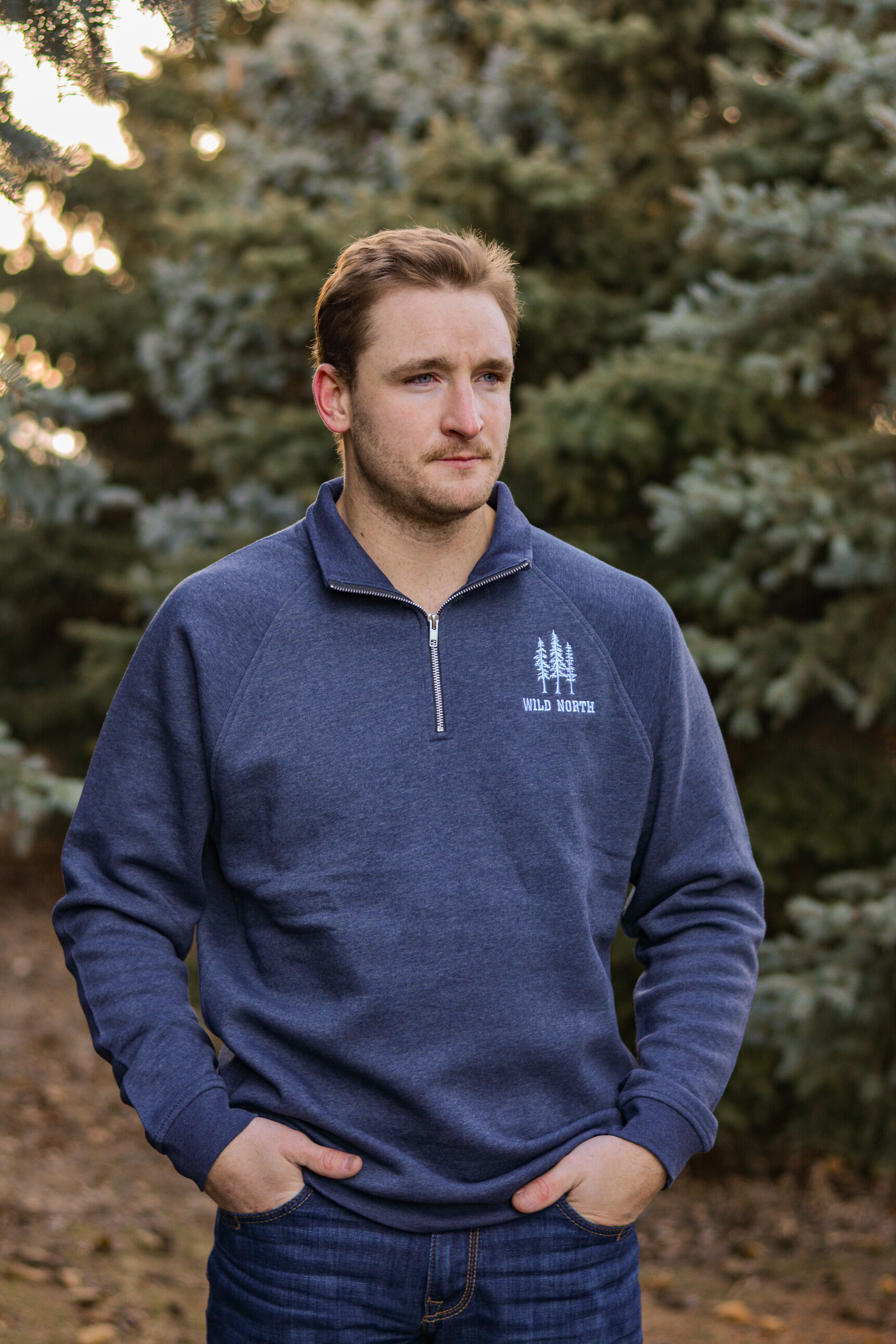 Wild North UNISEX 1/4 Zip Pullover - Heather Navy