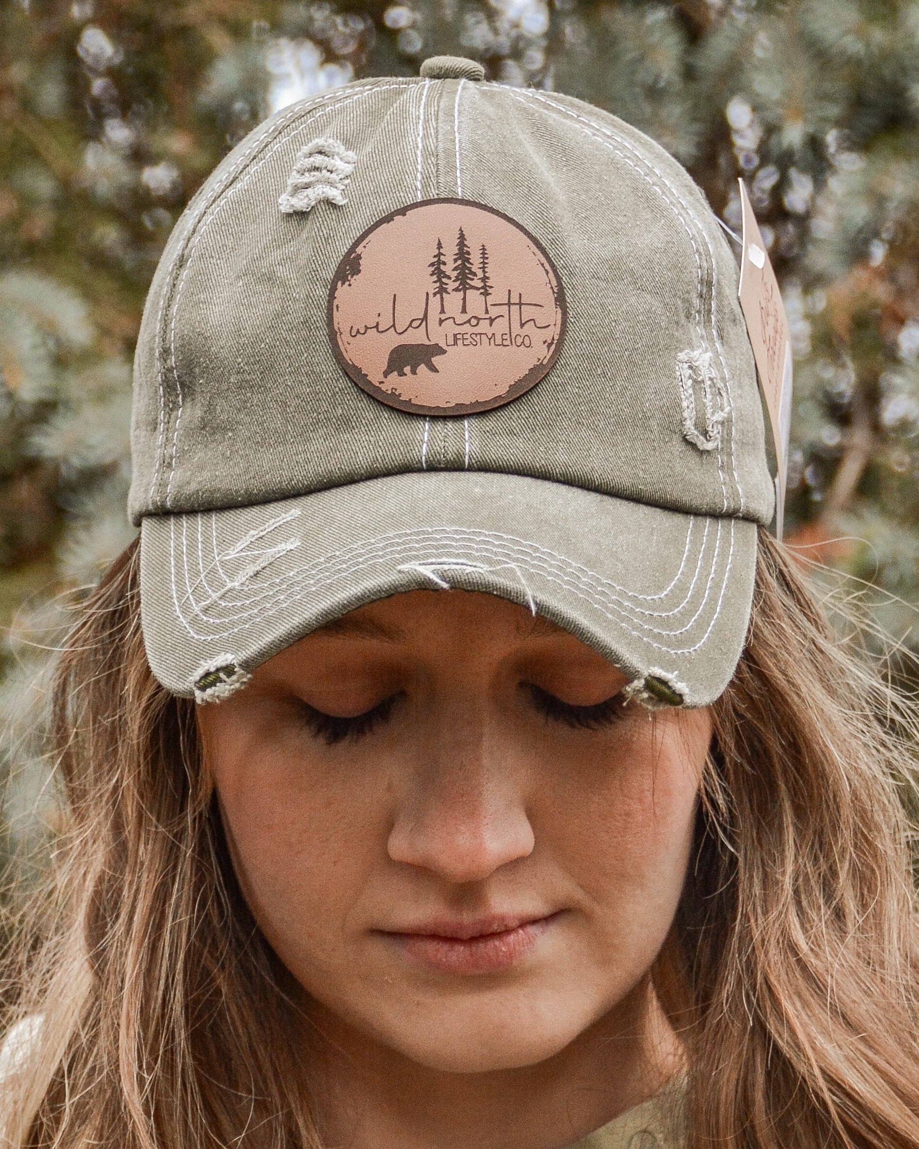 Distressed Leather Patch Cap