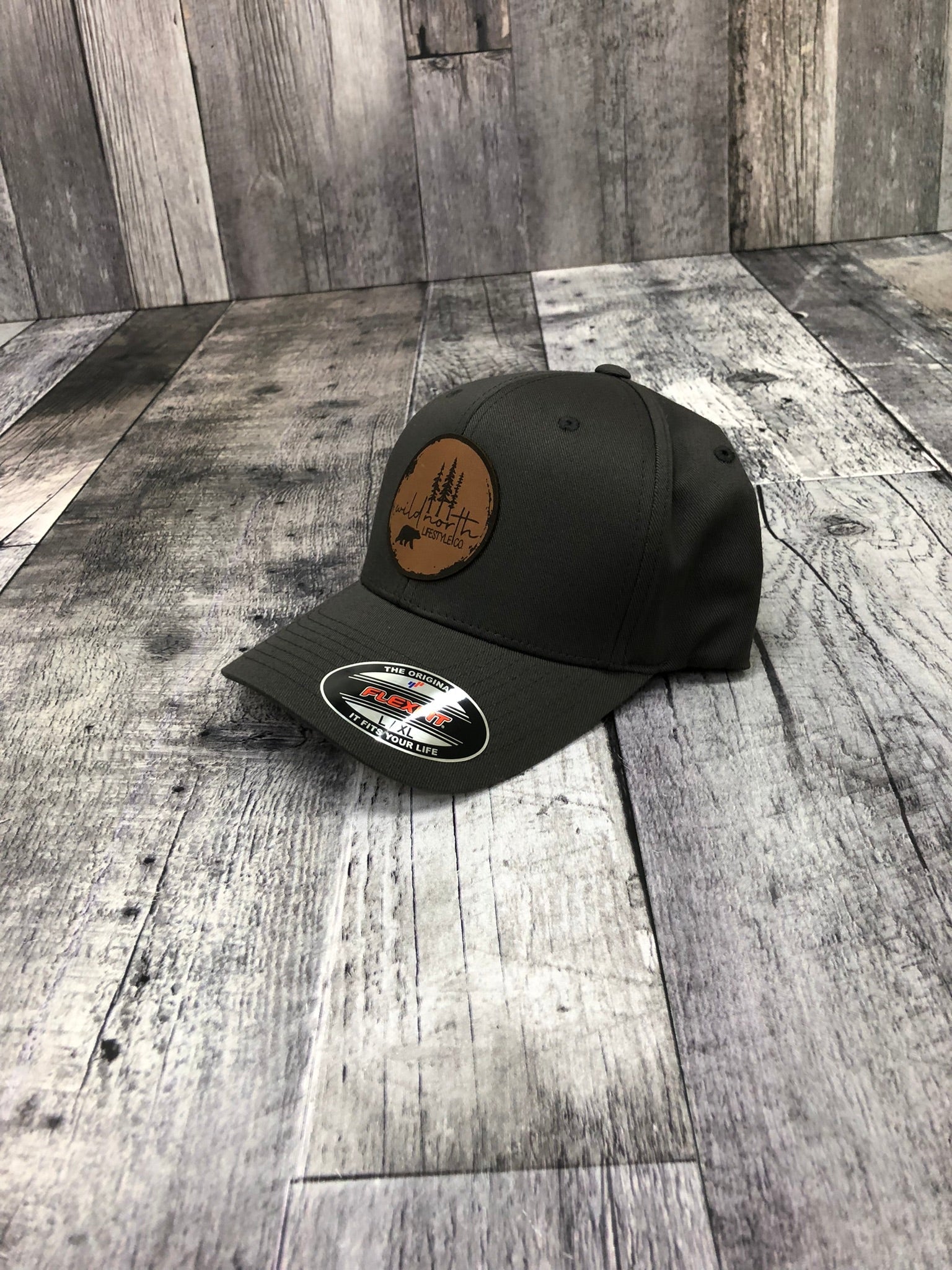 Wild North Leather Patch Fitted Cap - Charcoal