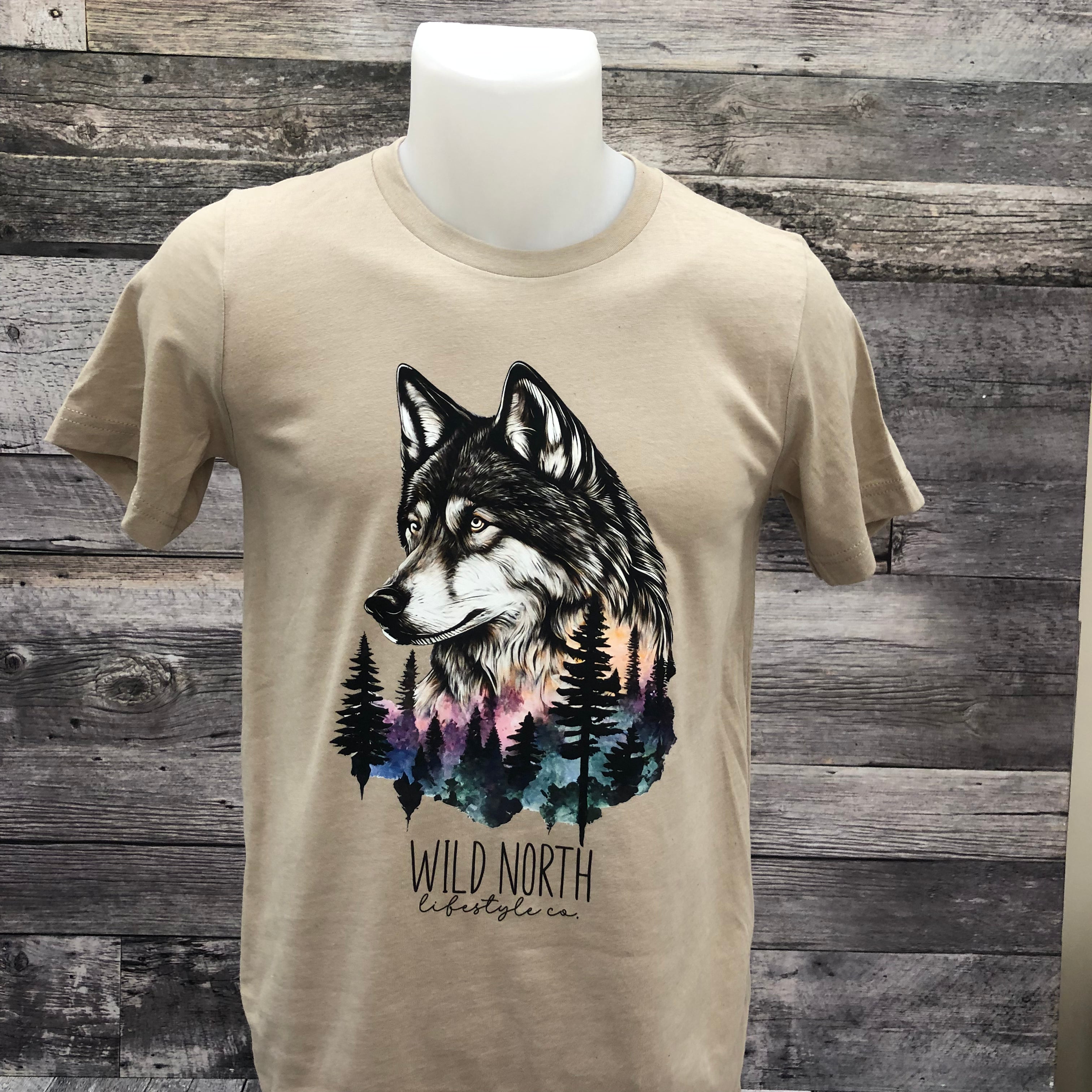 Watercolor Wolf Tan Unisex Tshirt