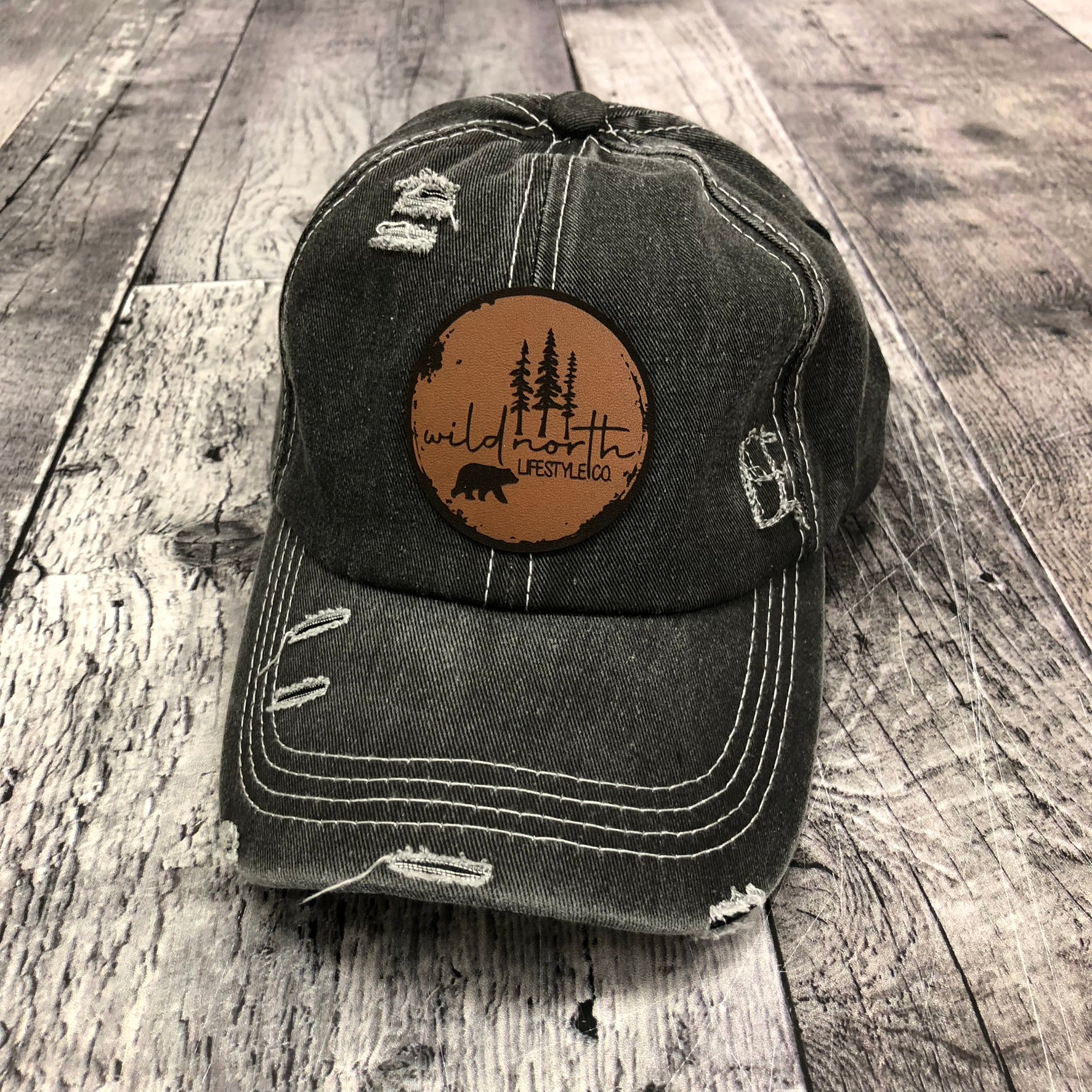 Distressed Leather Patch Cap