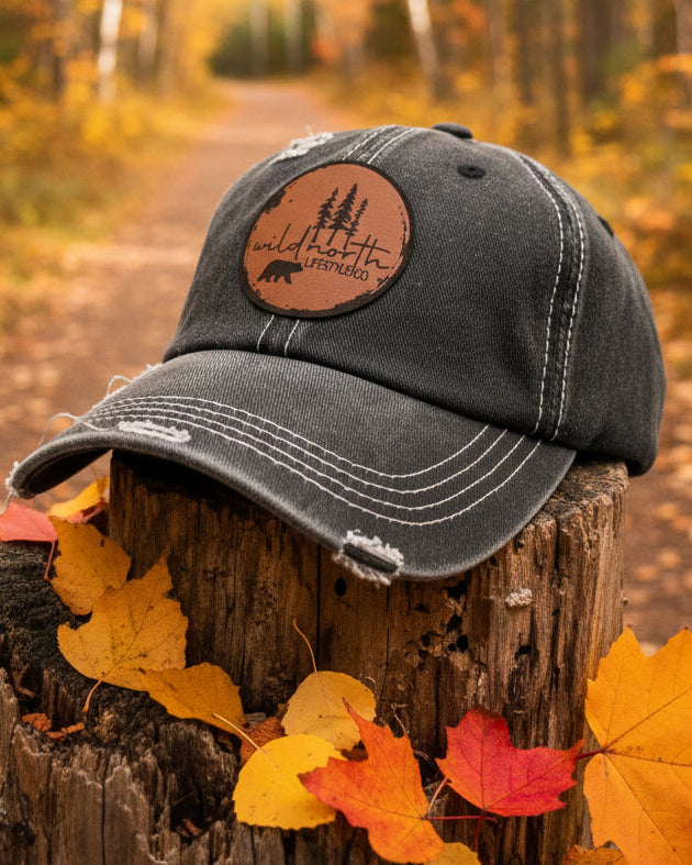 Distressed Leather Patch Cap