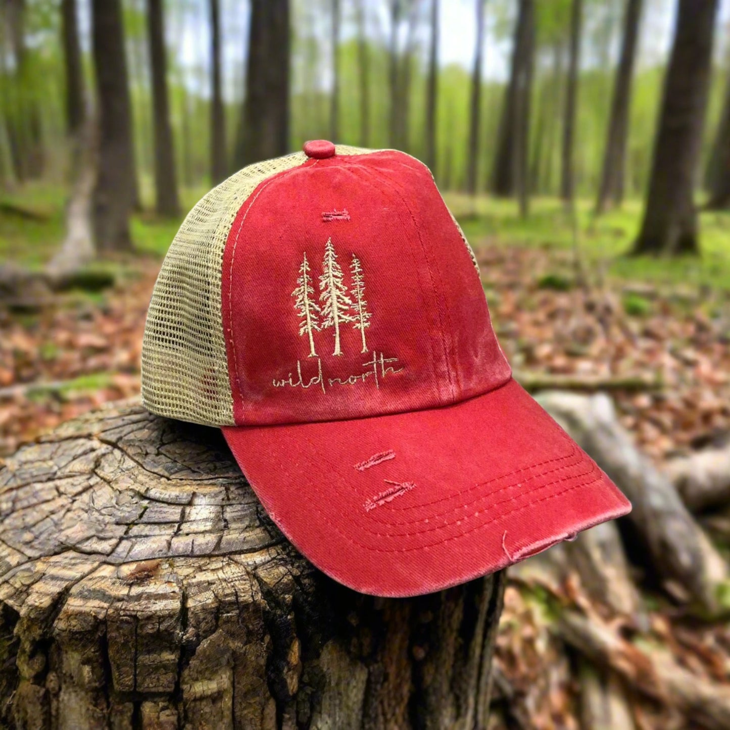 Wild North Criss Cross Ladies Ponytail Hat - Coral