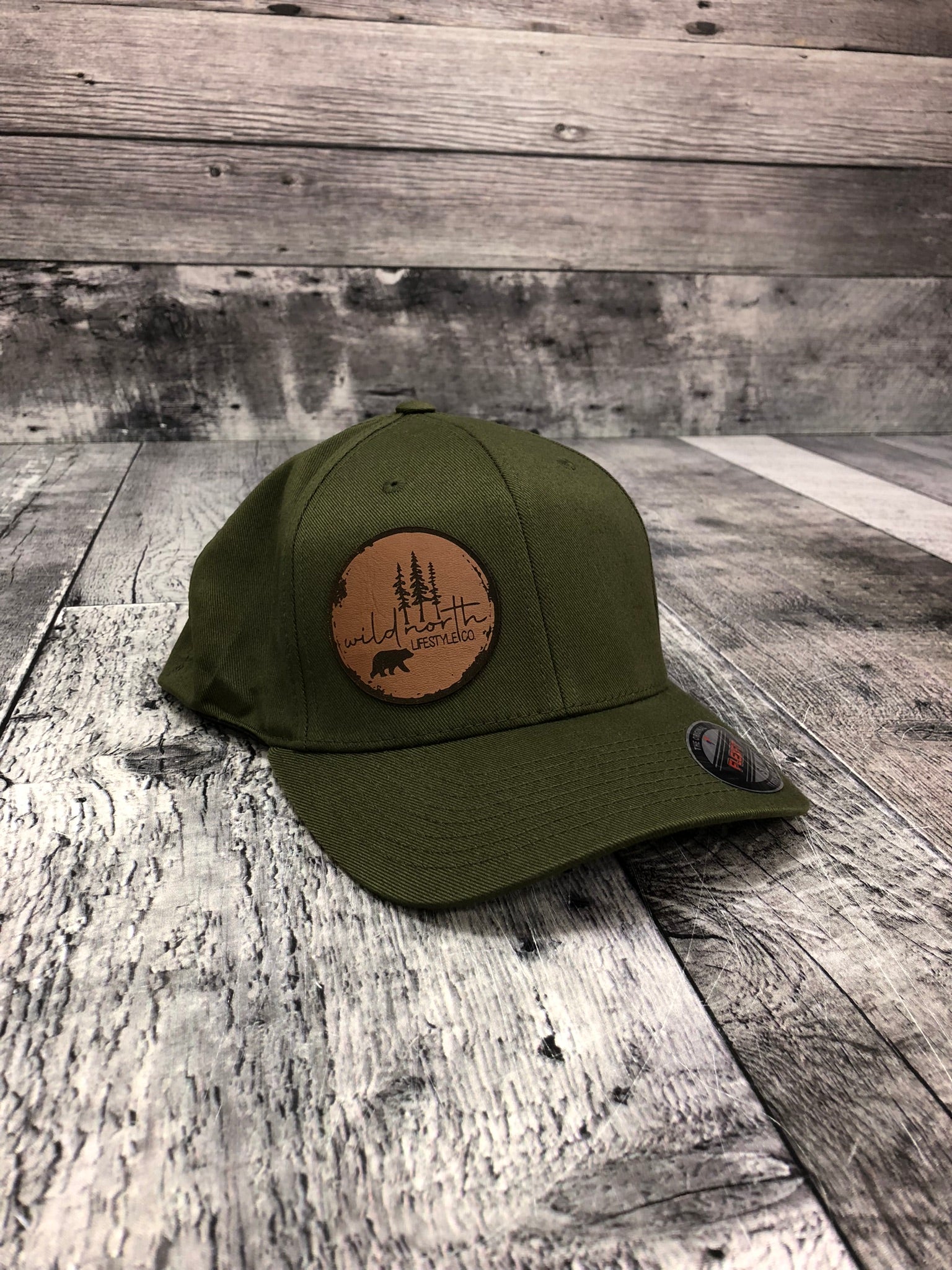 Wild North Leather Patch Fitted Cap - Olive