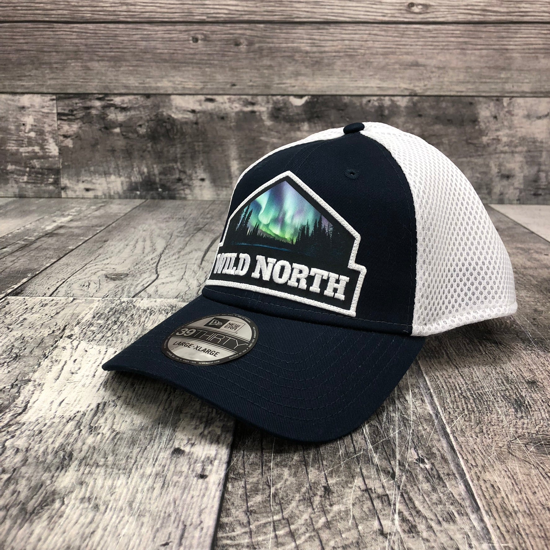 Northern Lights Patch Hat - Fitted Stretch Mesh - Navy/White