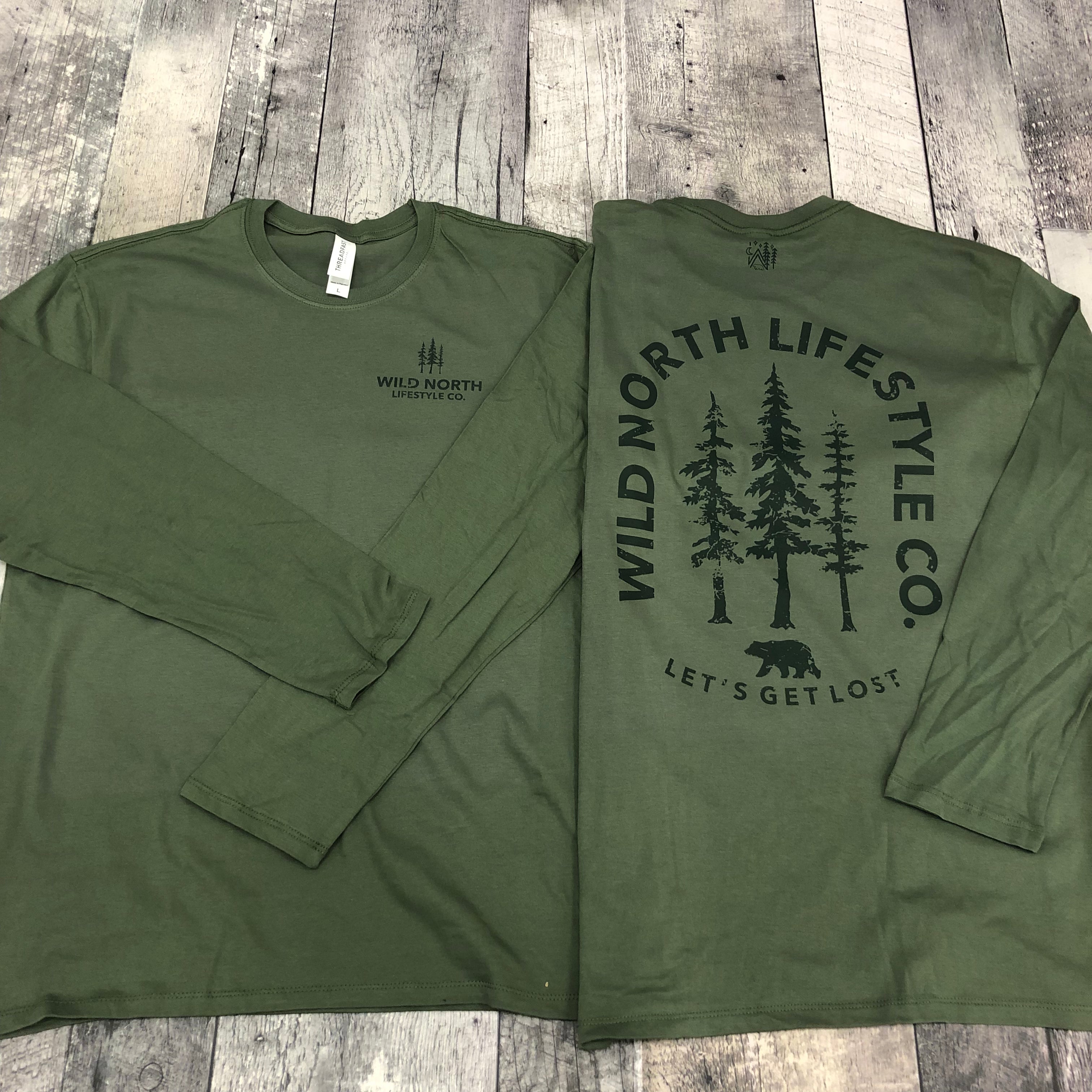 Let's Get Lost Long Sleeve T UNISEX- Army Green
