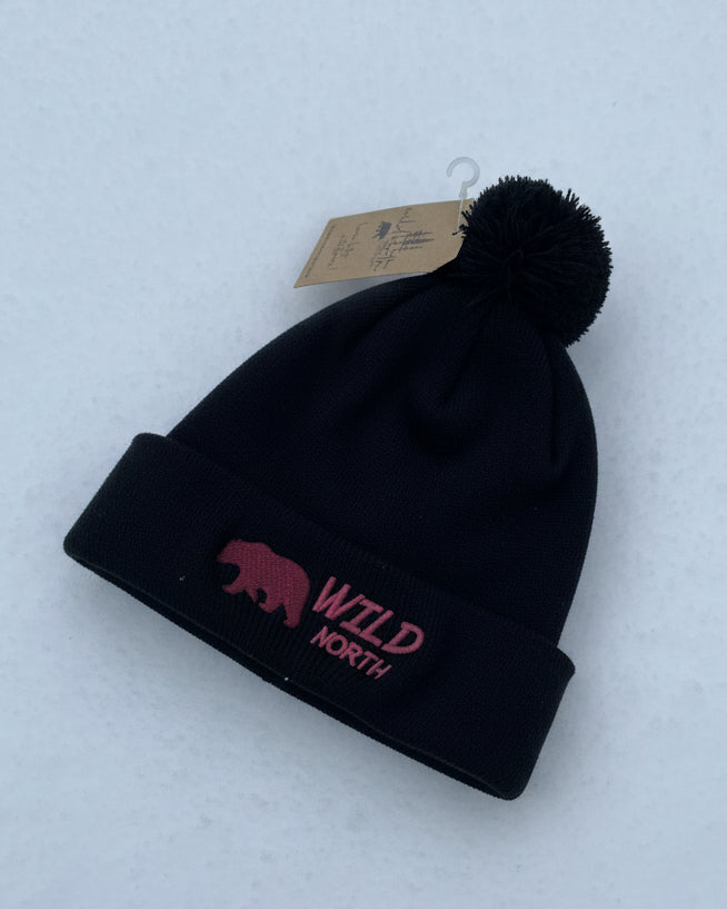Wild North Embroidered Pom Pom Toque