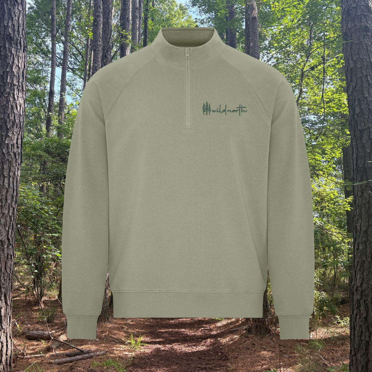 Embroidered Script 1/4 Zip Pullover