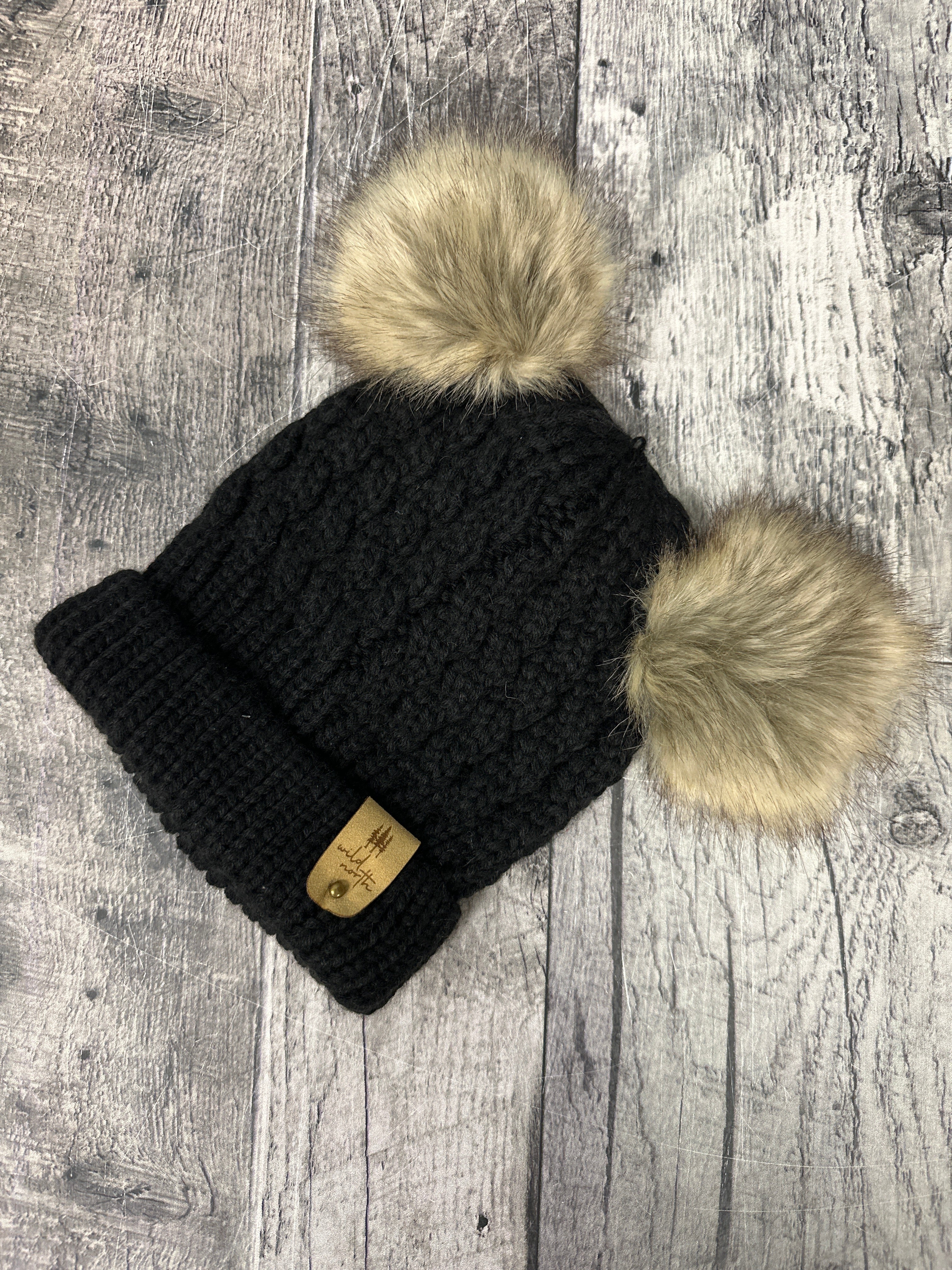 Kids Double Fur Pom Toque