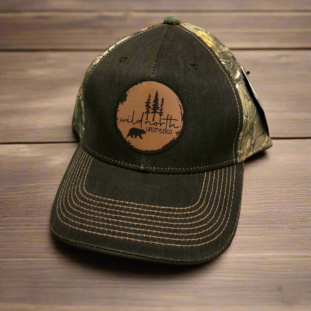 Leather Patch Weathered Camo Cap