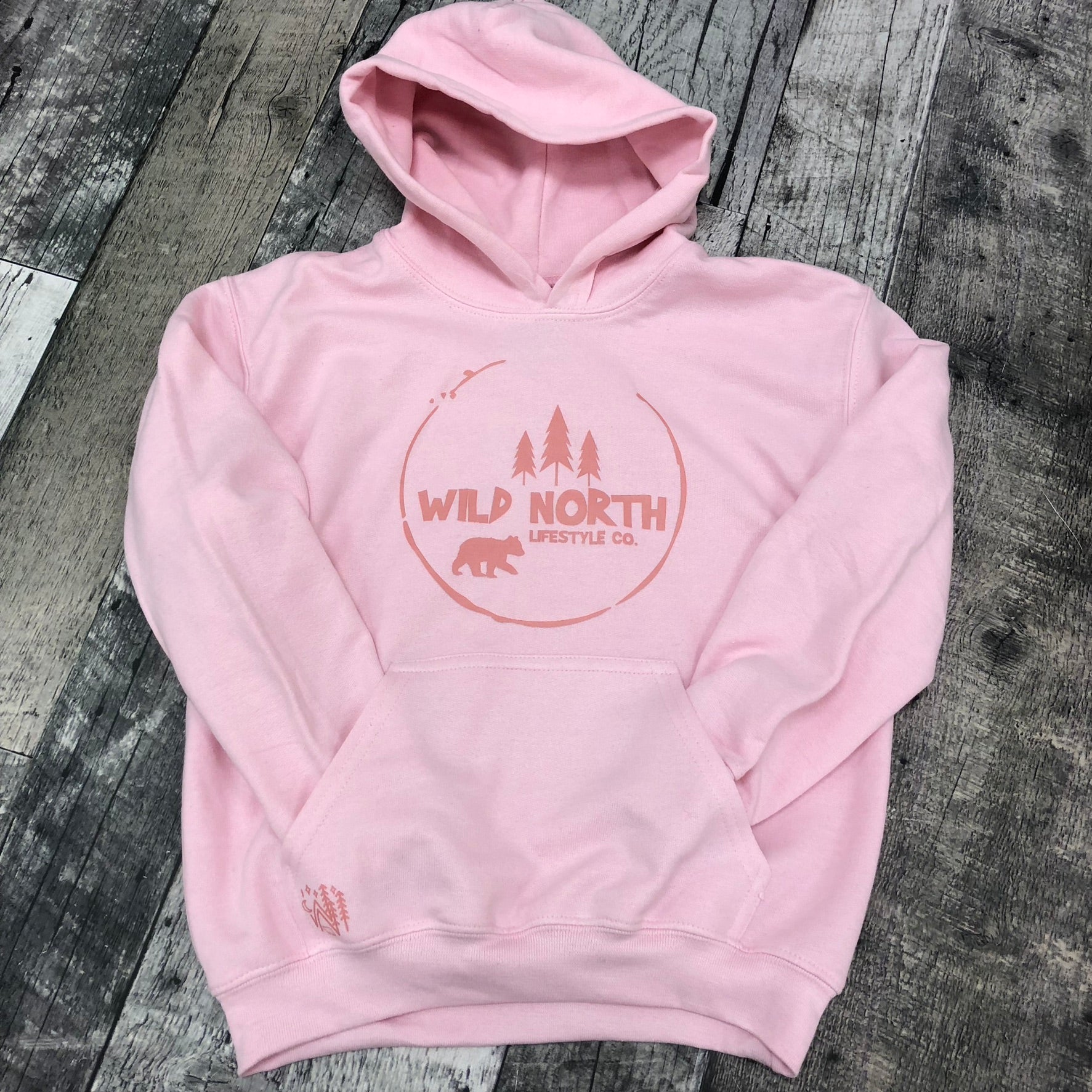 Wild North Youth Hooded Sweatshirt - Pink Blossom