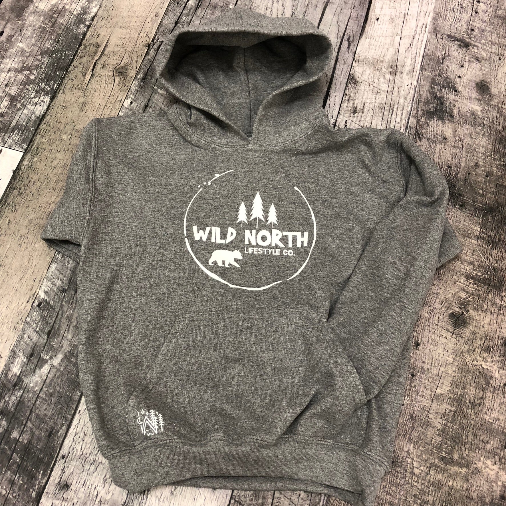 Wild North Youth Hooded Sweatshirt - Grey Rock