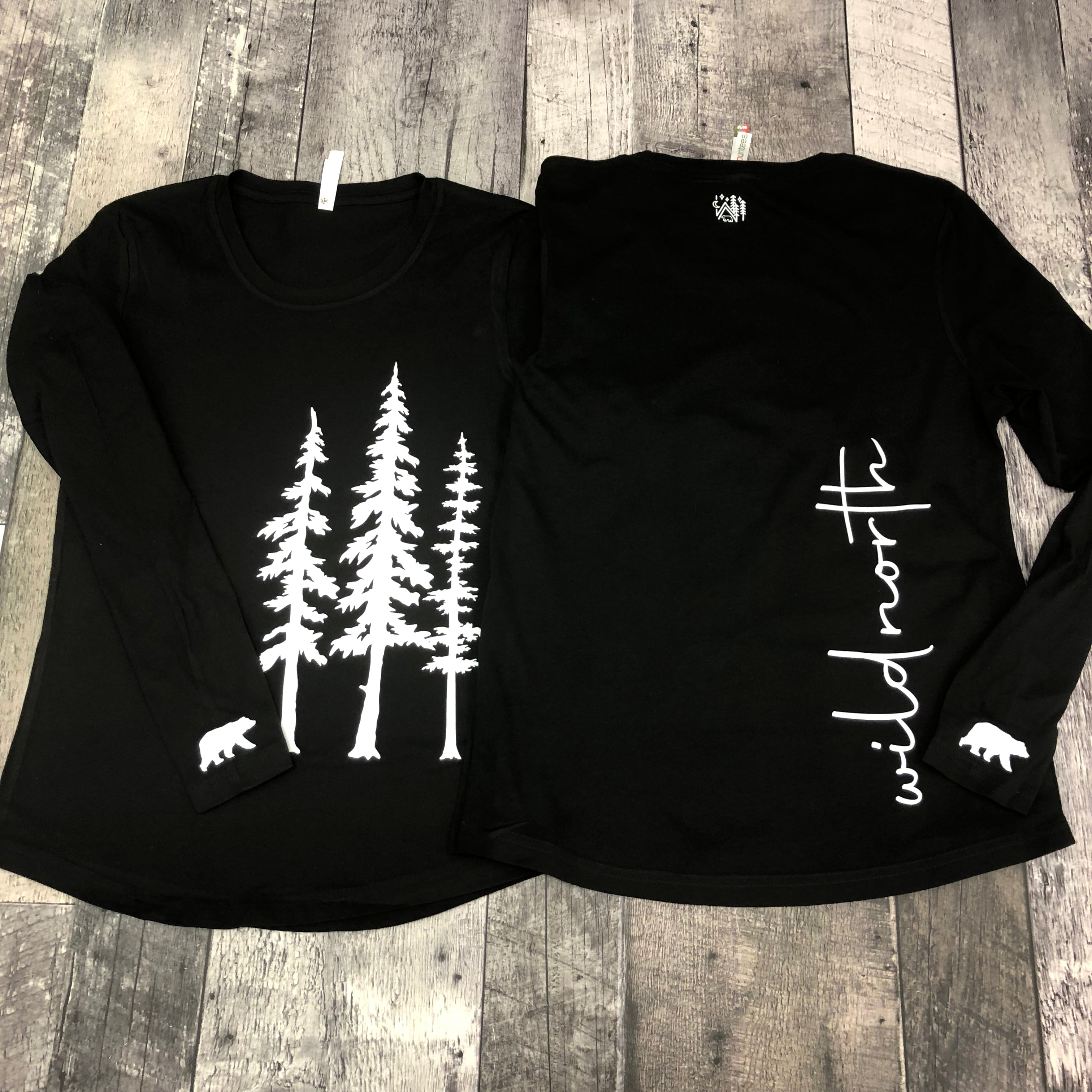 Wild North Ladies Trio Tree Long Sleeve T - Black
