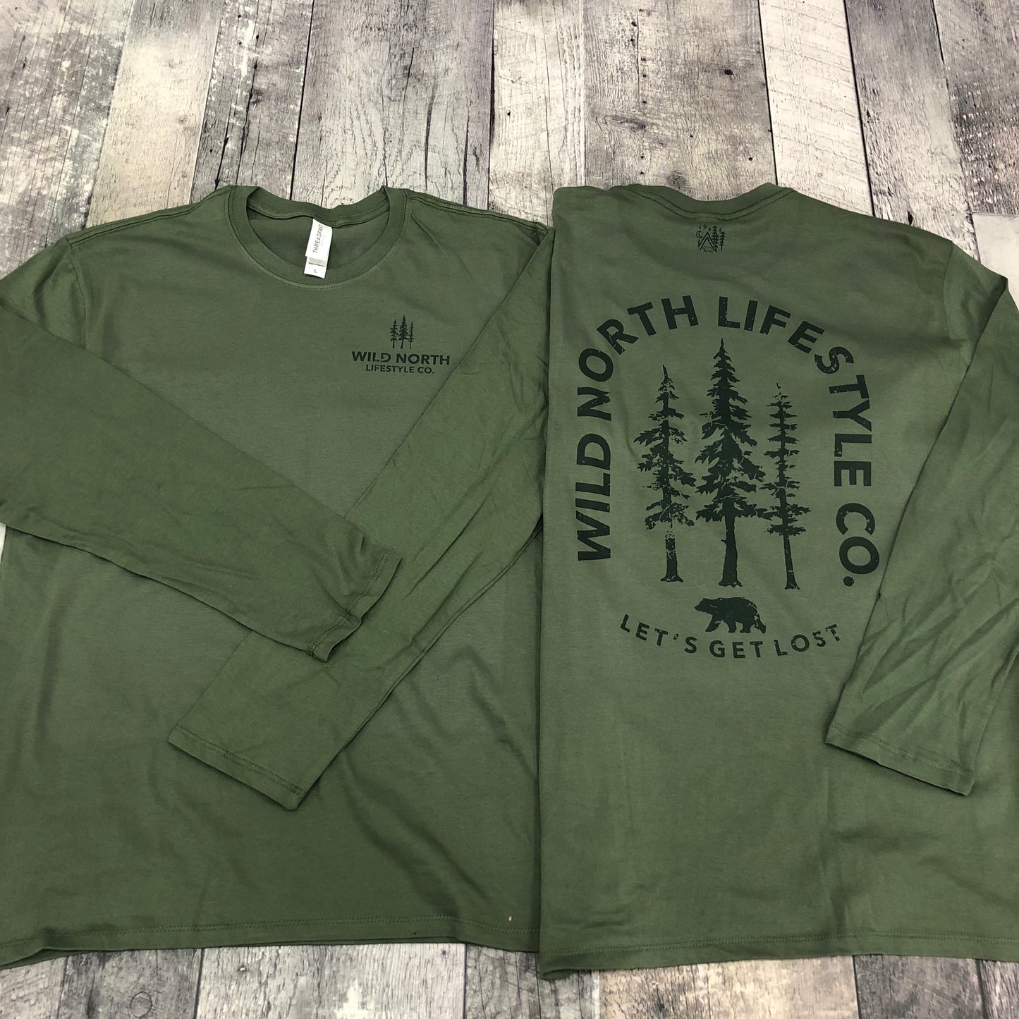 Let's Get Lost Long Sleeve T UNISEX - Army Green