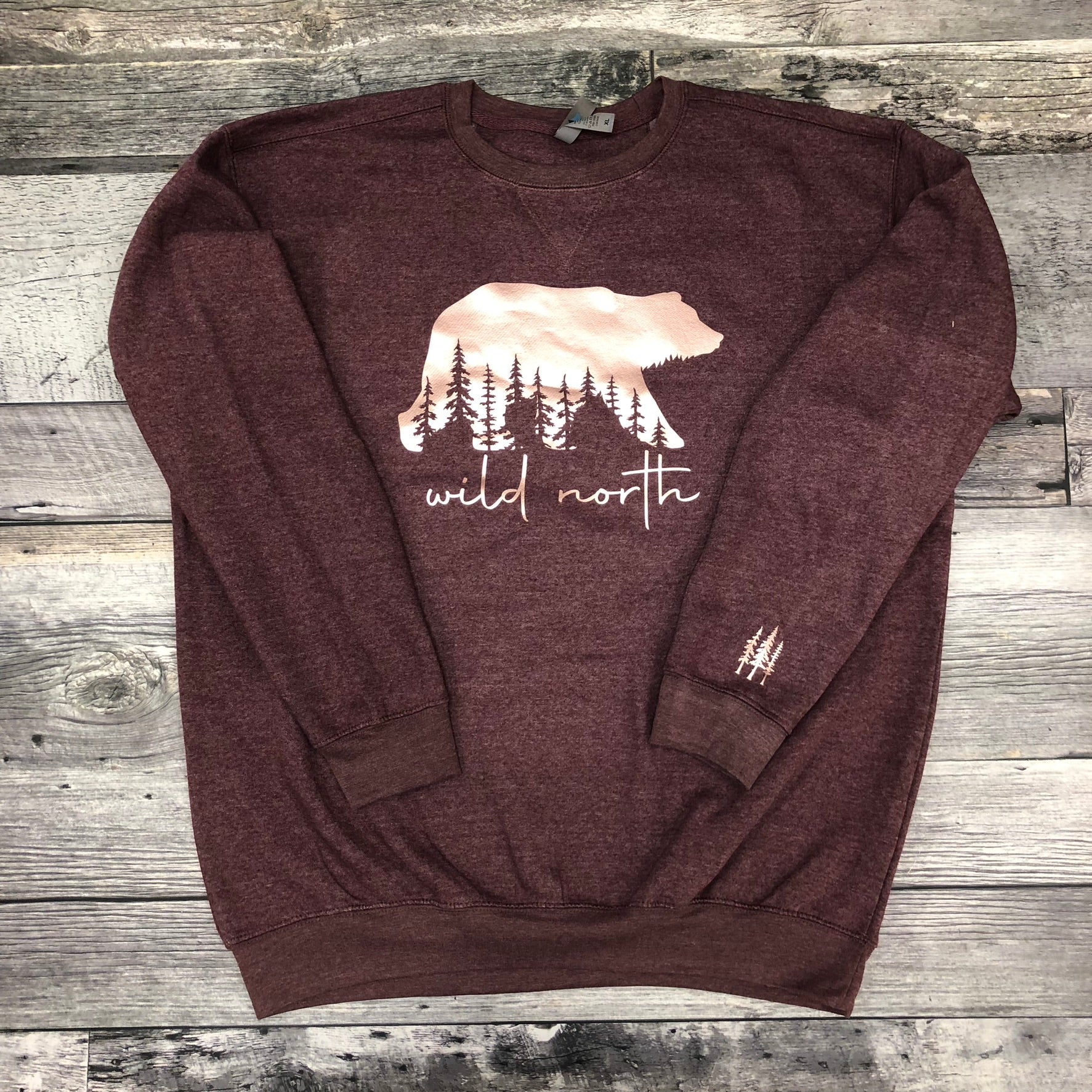 Wild North Bear Sweatshirt UNISEX- Maroon Heather