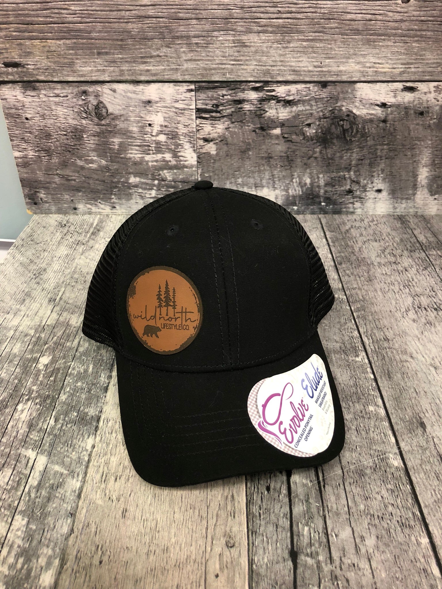 Leather Patch Women's Hidden Ponytail Cap