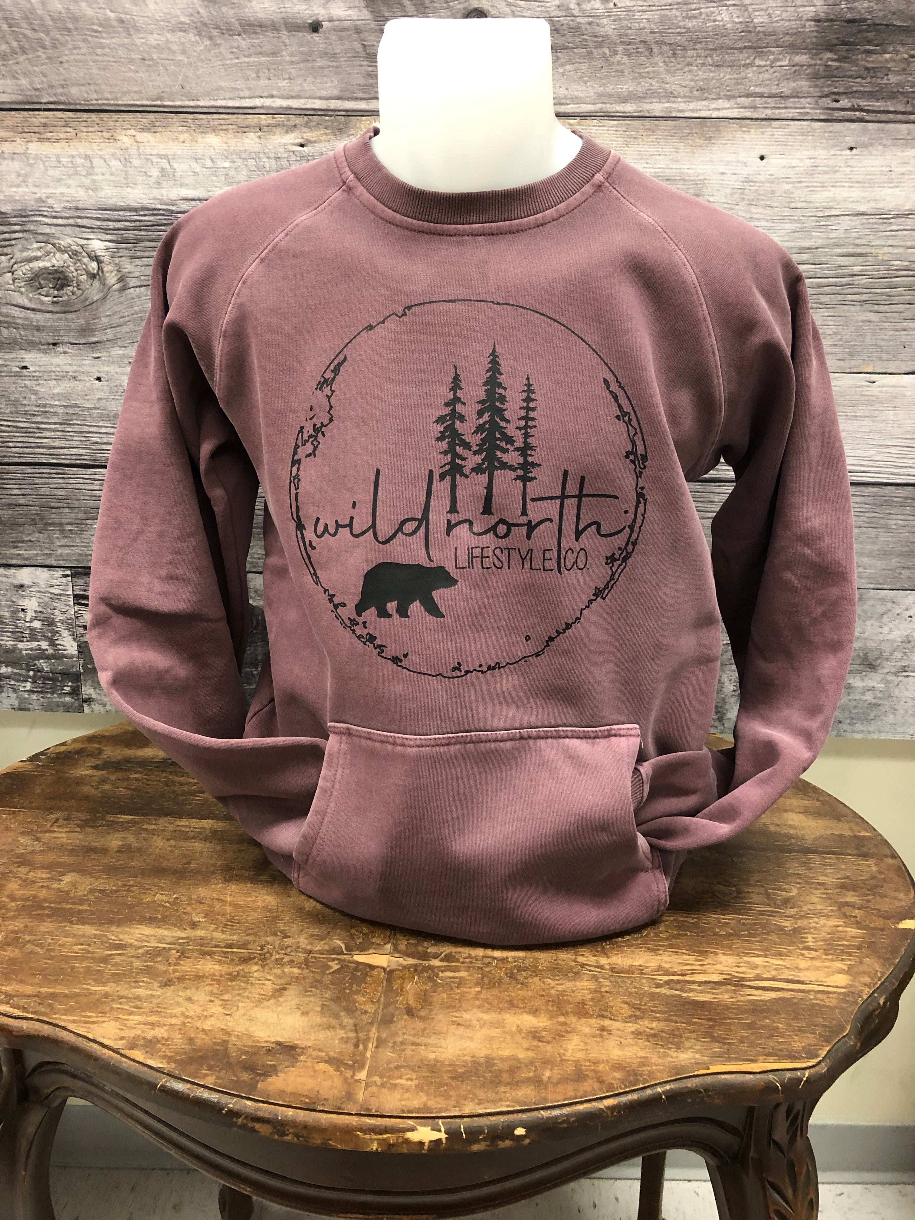 Wild North Unisex Pigment Dyed Outline Crewdie