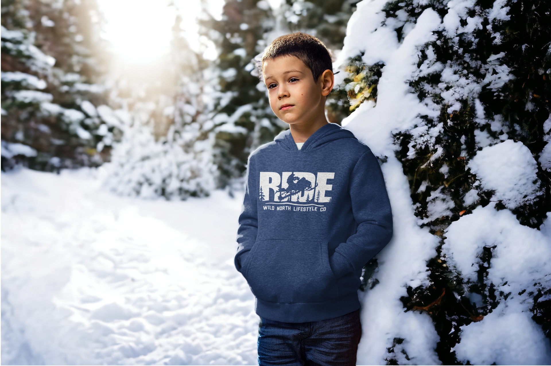 RIDE YOUTH Hoodie - Heather Navy