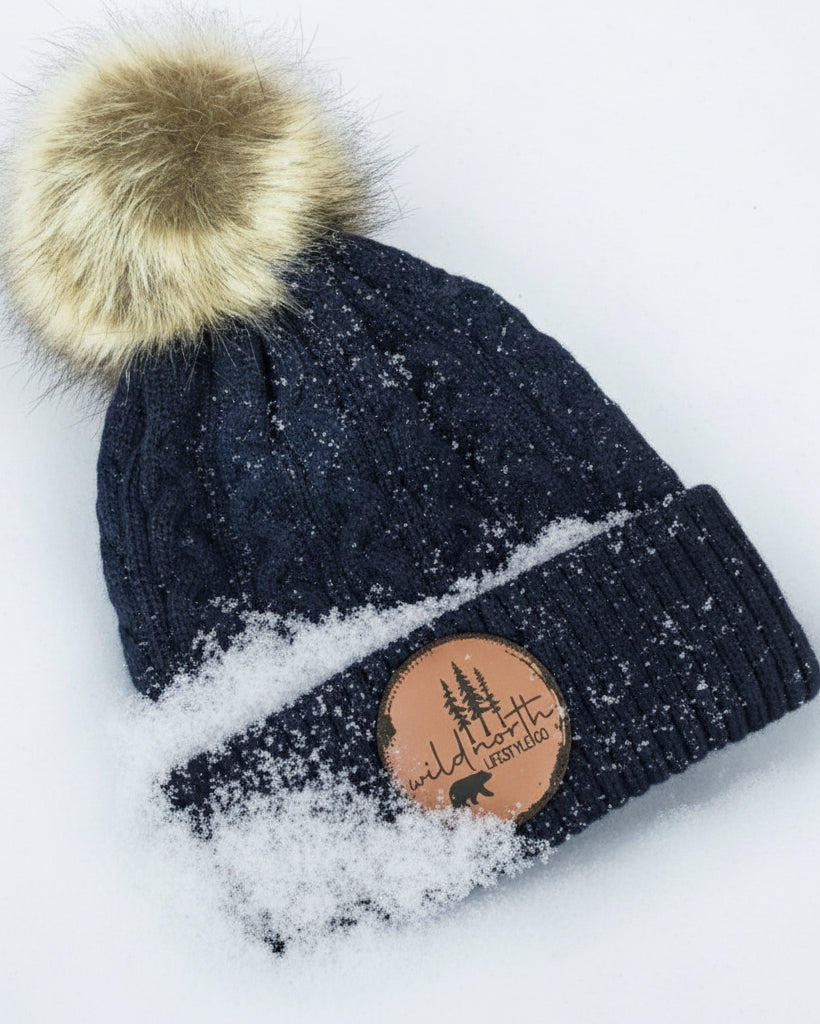 Wild North Jacquard Knit Faux Fur Toque with Patch